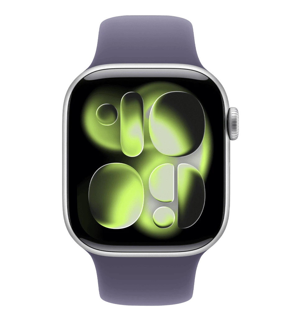 Apple Watch Series 11 GPS 46mm Silver Aluminium Case with Purple Fog Sport Band - M/L (MEVA4)